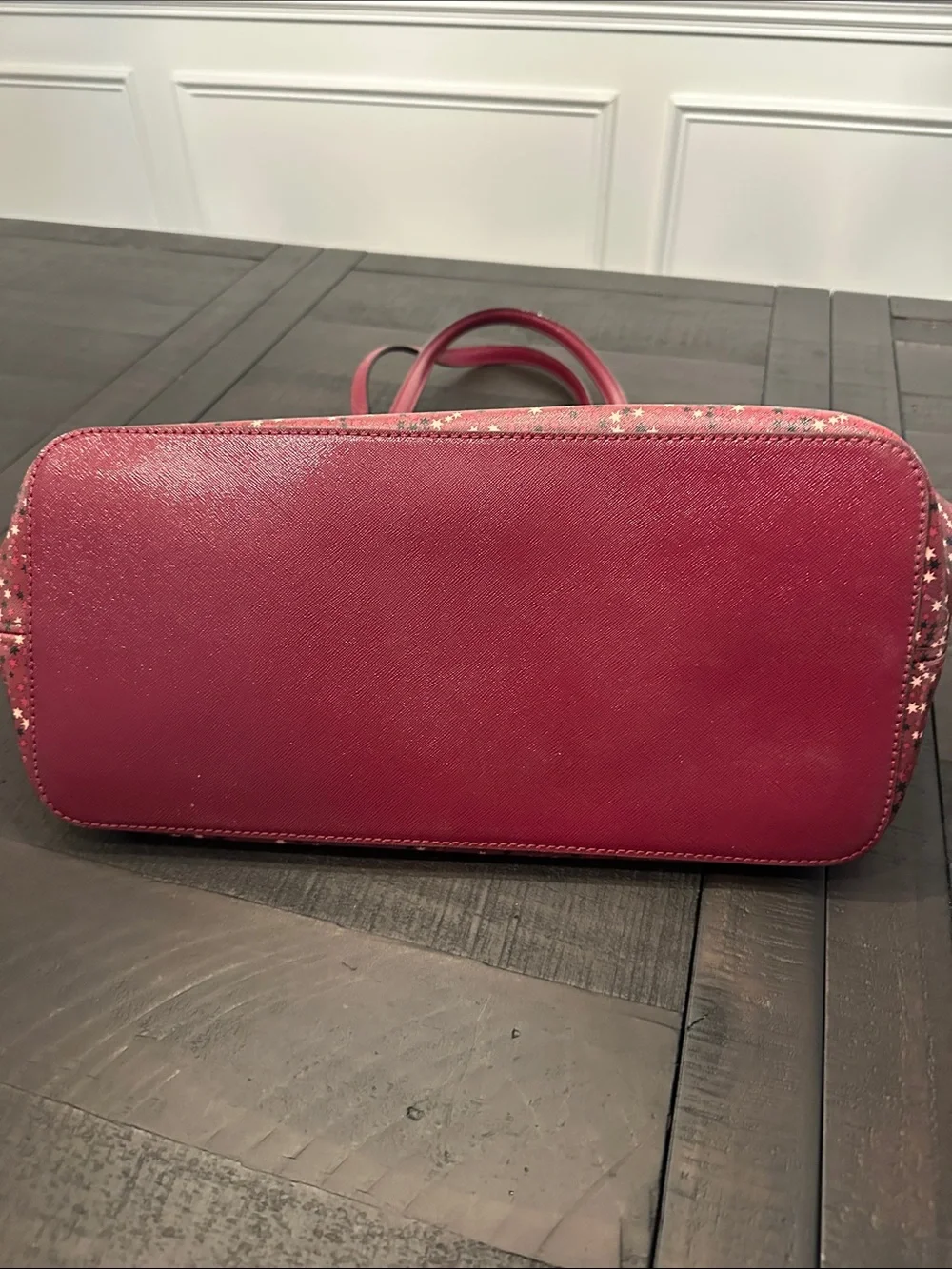 Michael Kors Burgundy Star-Print Tote with Gold Hardware
